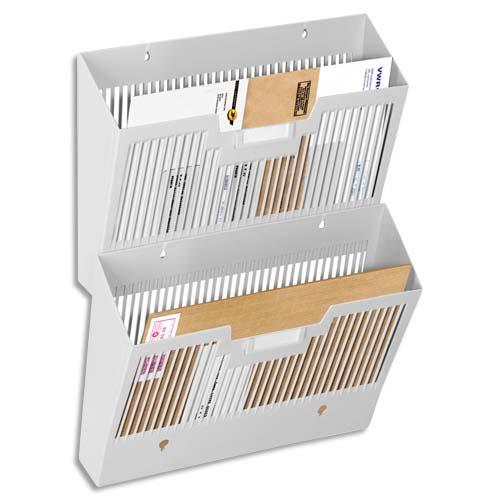 [253156] CEP Corbeille à courrier murale vintage First pour format 24 x 32 cm - Dim. L36 x H25,7 x P9,5 cm Gris