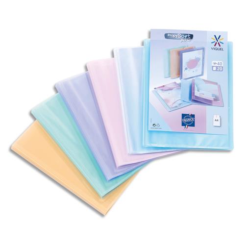 [041509] VIQUEL Protège-documents personnalisable 40 vues, 20 pochettes PROPYSOFT coloris assortis