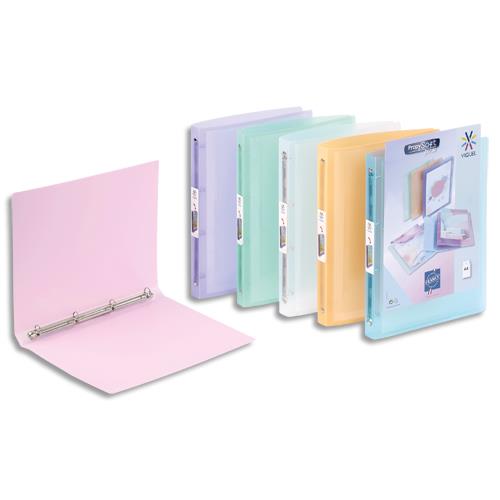 [041541] VIQUEL Classeur personnalisable PROPYSOFT PP 4/10e, dos 2,5 cm, coloris assortis, 4 anneaux ronds