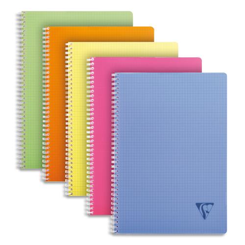 [042075] CLAIREFONTAINE Cahier Linicolor spirale polypropylène 100 pages 5x5 format 21x29,7cm. Coloris assortis