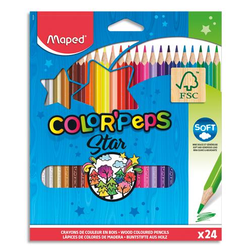 [042994] MAPED Color'Peps Cardboard Packs - 24 Crayons de couleur certifiés FSC