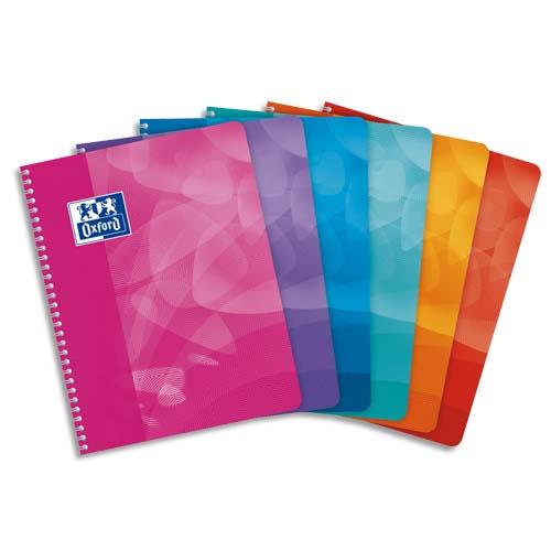 [275613] OXFORD Cahier spirale Lagoon 17x22cm 100 pages 90g 5x5. Couverture polypro assorties
