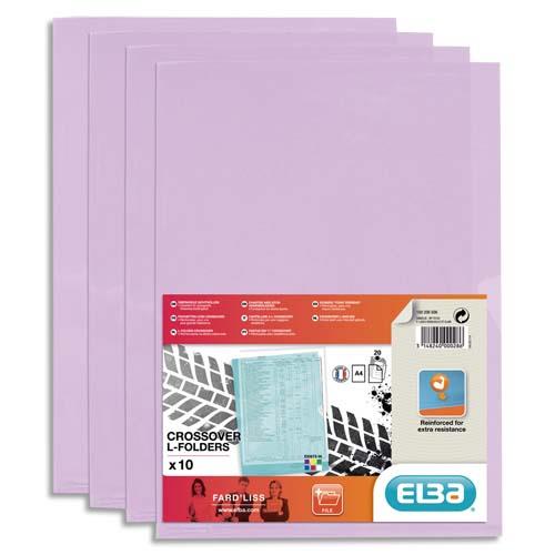 [279630] OXFORD Sachet de 10 pochettes-coin Fard'liss incolore en PVC lisse 20/100e. Format A4. Coloris mauve