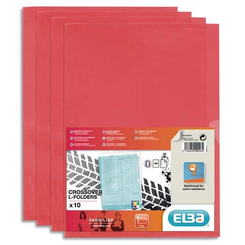 [279657] OXFORD Sachet de 10 pochettes-coin Fard'liss incolore en PVC lisse 20/100e. Format A4. Coloris rouge