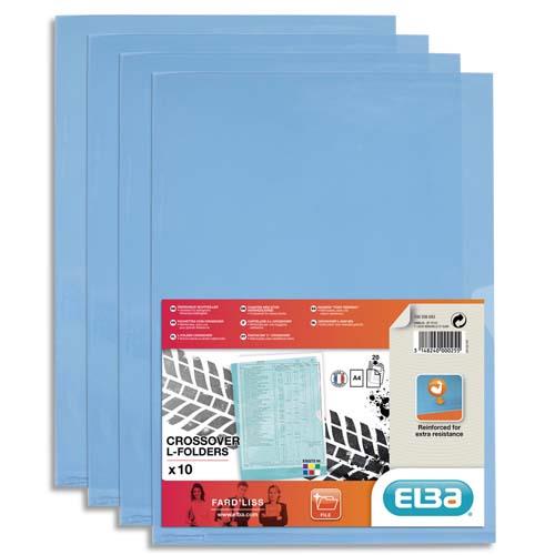 [279665] OXFORD Sachet de 10 pochettes-coin Fard'liss incolore en PVC lisse 20/100e. Format A4. Coloris Bleu
