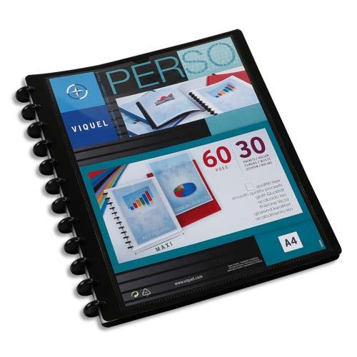 [280035] VIQUEL Protège-documents MAXI GEODE en pp opaque 5/10e. Couv personnalisable. 60 vues. Coloris Noir