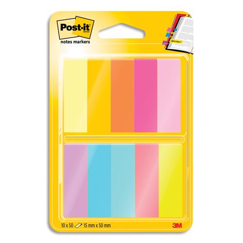 [281061] POST-IT Marque-pages POST-IT® papier (10x50) couleurs néons assortis