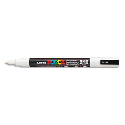[283563] POSCA Marqueur peinture à eau, encre à pigmentation Blanche, pointe fine PC3M BL