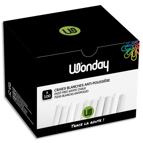 [283993] WONDAY Boîte de 100 Craies anti-poussière coloris Blanc