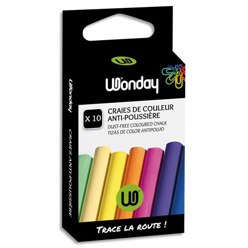 [284064] WONDAY Boîte de 10 craies anti-poussière coloris assortis