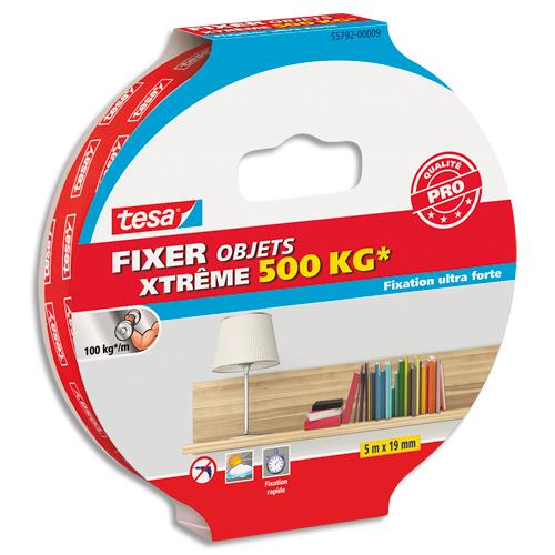 [293879] TESA Adhésif double face ultra fort format 5mx19mm pour fixer en intérieur et extérieur jusqu'à 500kg.