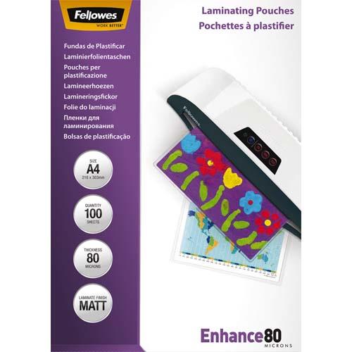 [298413] FELLOWES Pack de 100 pochettes A4 80 microns Mat 5452103