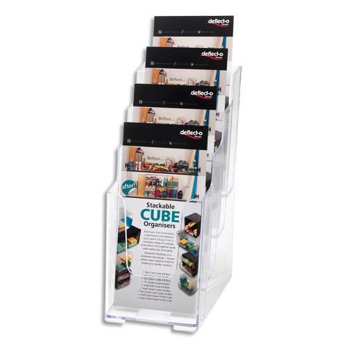 [019219] DEFLECTO Porte-brochures 4 cases format 1/3 A4 transparent