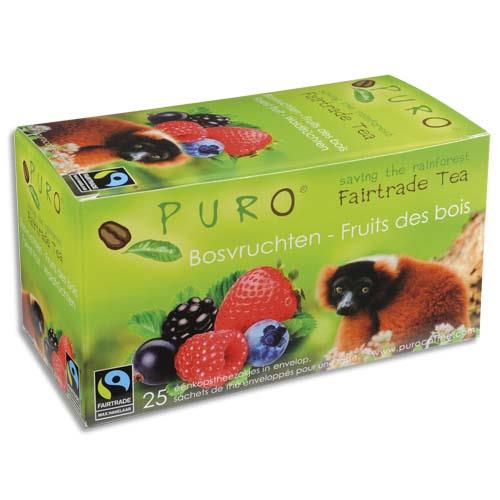 [320486] PURO Boîte de 25 sachets de thé Fruits des bois enveloppés 2g Fairtrade Tea