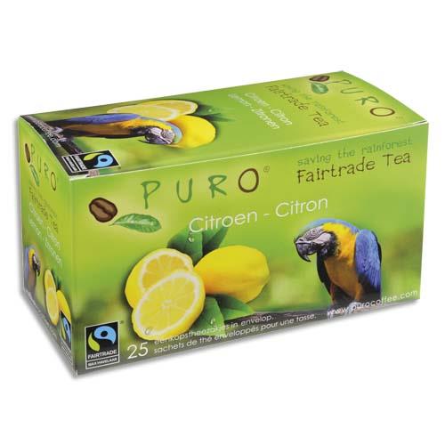 [320489] PURO Boîte de 25 sachets de thé Citron enveloppés 2g Fairtrade Tea