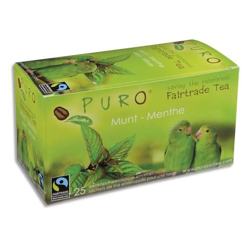 [320495] PURO Boîte de 25 sachets de thé Menthe enveloppés 2g Fairtrade Tea