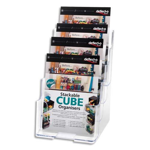 [019227] DEFLECTO Porte-brochures 4 cases format A5 transparent