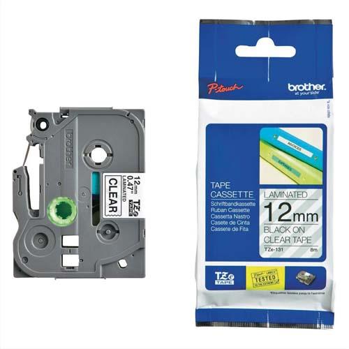 [346982] BROTHER Ruban pour PTOUCH laminé Noir/transparent 12mmx8m TZE131