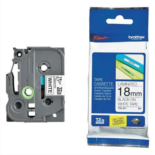 [347120] BROTHER Ruban pour PTOUCH laminé Noir/Blanc 18mmx8m TZE241
