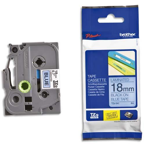 [347163] BROTHER Ruban pour PTOUCH laminé Noir/Bleu 18mmx8m TZE541