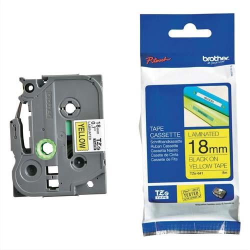 [347171] BROTHER Ruban pour PTOUCH laminé flexible Noir/Jaune 18mmx8m TZE641