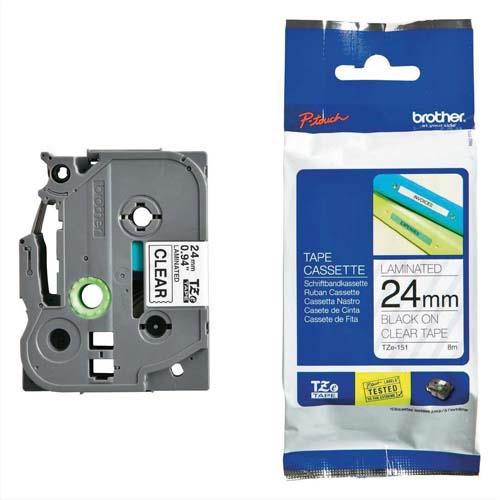 [347201] BROTHER Ruban pour PTOUCH laminé Noir/transparent 24mmx8m TZE151