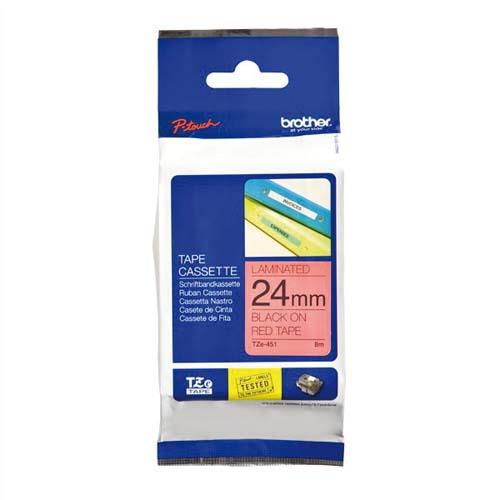 [347279] BROTHER Ruban pour PTOUCH laminé Noir/Rouge 24mmx8m TZE451