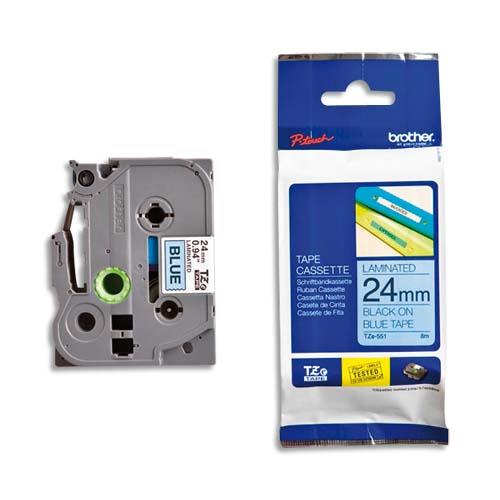 [347287] BROTHER Ruban pour PTOUCH laminé Noir/Bleu 24mmx8m TZE551