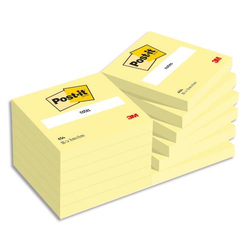 [065455] POST-IT Bloc repositionnable de 100 feuilles 76 x 76 mm Jaune 654E