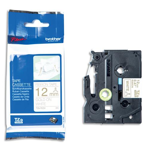 [383718] BROTHER Ruban satin Or/Blanc12mmx4m TZE-R234