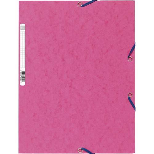 [081969] EXACOMPTA Chemise 3 rabats et élastique, en carte lustrée 5/10e, 400gr. Format 24x32cm. Coloris Fuchsia.