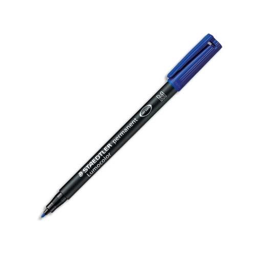 [087572] STAEDTLER Feutre multi-usages pour support lisse LUMOCOLOR Encre bleue permanente Pointe de 1mm