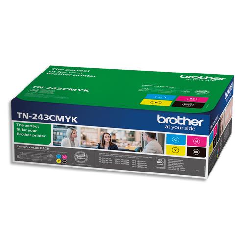 [392896] BROTHER Pack Laser 4 Couleurs TN243CMYBK (dont eco-taxe de 0,20 €)