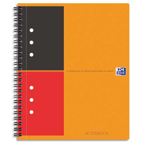[019991] OXFORD Cahier Activebook spirales 160 pages perforées 80g lignée 6mm 17x21cm Couverture polypro Orange