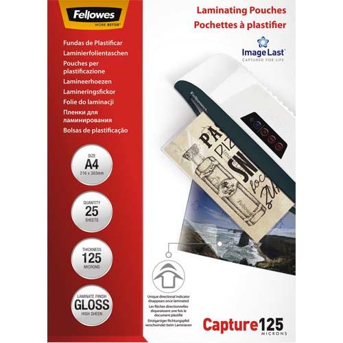 [124498] FELLOWES Boîte de 25 pochettes de plastification format A4 125 microns 5396301