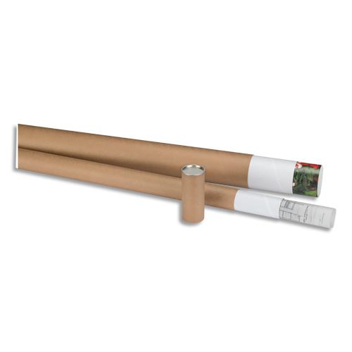 [127612] Tube d'expédition en carton 72g avec embouts emboîtables plastique Blanc, Format A4/A3 : D4 x L31 cm