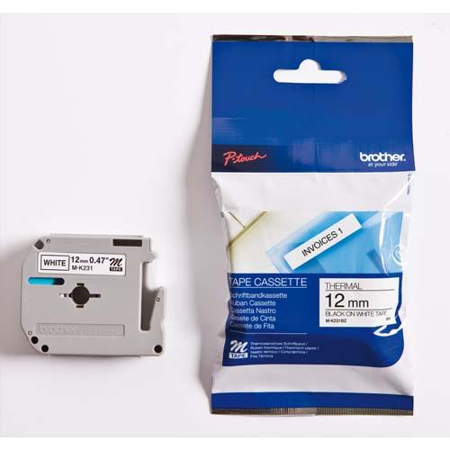 [450565] BROTHER Ruban série M 12mmx8m Noir/Blanc Mk231Bz pour PT75