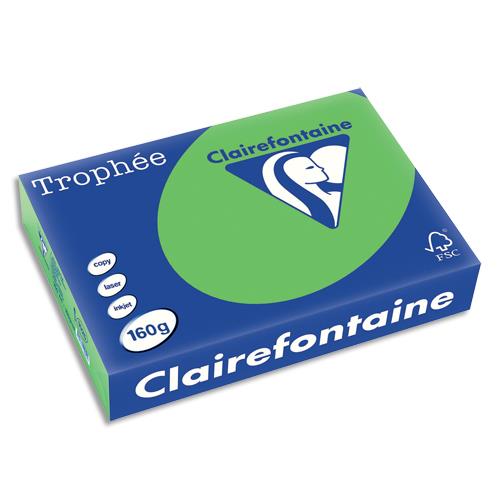 [475296] CLAIREFONTAINE Ramette de 250 feuilles papier couleur TROPHEE 160 grammes format A4 Vert menthe 1025